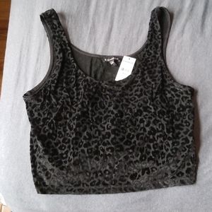 Express black on black leopard crop tank top S/P
